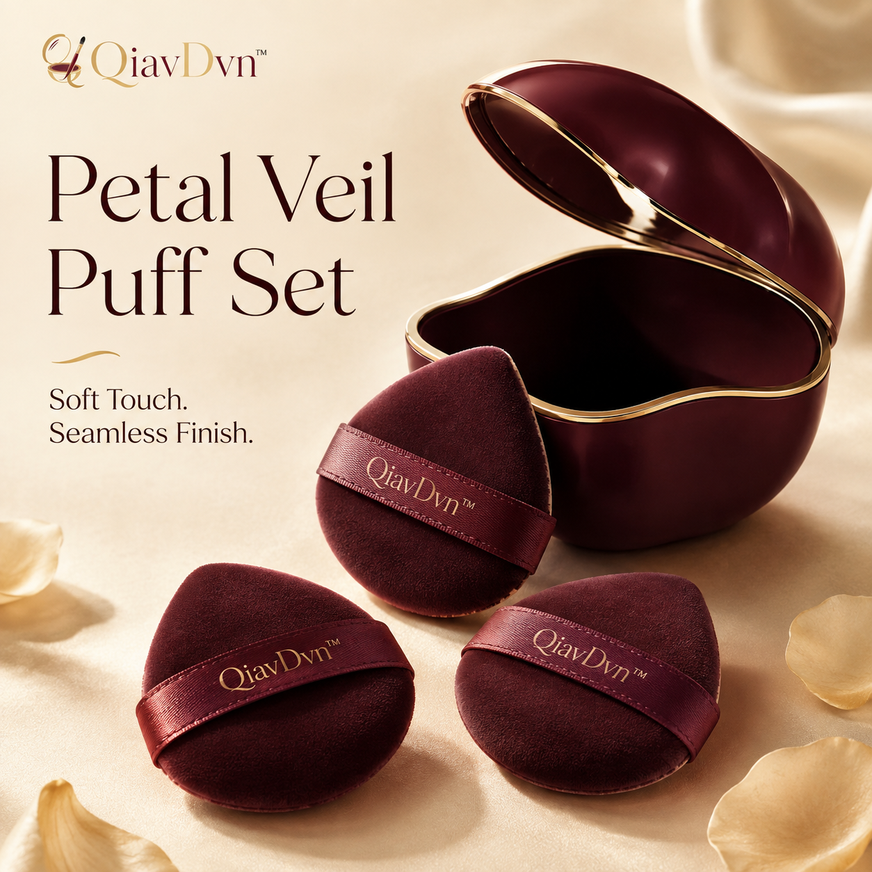 QiavDvn™ Petal Veil Makeup Puff Set