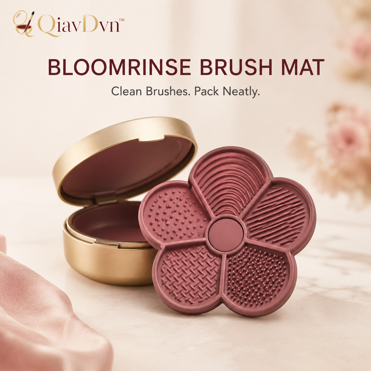 QiavDvn™ BloomRinse Textured Brush Cleaning Mat